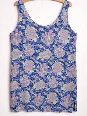 Rainbow Jo Hawaii Turtle Print Mini Dress Rayon Blue Multicolor XL